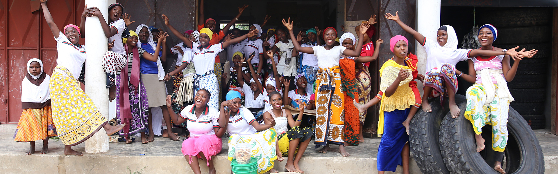 Happy adolescent girls attending the Adolescent Empowerment Programme, Bonga.